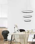 Miniatyrbillede 6 af 11: Pendel Mat Sort Aluminium LED Lys 3 Ringe Glamour