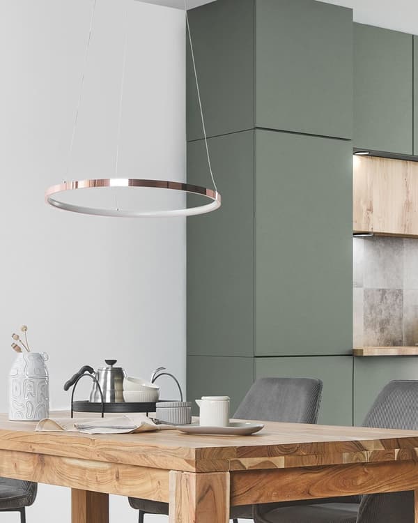 Pendel Rosa Guld Aluminium ø 50 cm LED Lys Rund Moderne Glamourøs Design
