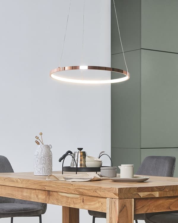 Pendel Rosa Guld Aluminium ø 50 cm LED Lys Rund Moderne Glamourøs Design