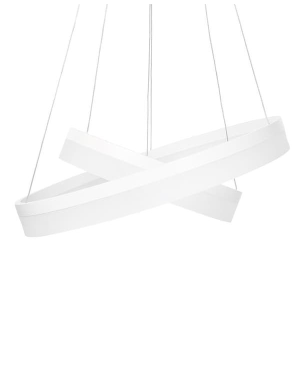 Pendel Lampe Hvid Aluminium Silikone Akryl ø 60 x 112 cm Hængelampe Moderne Cirkel Rund LED Belysning til over Spisebord Køkken Tilbehør Stue