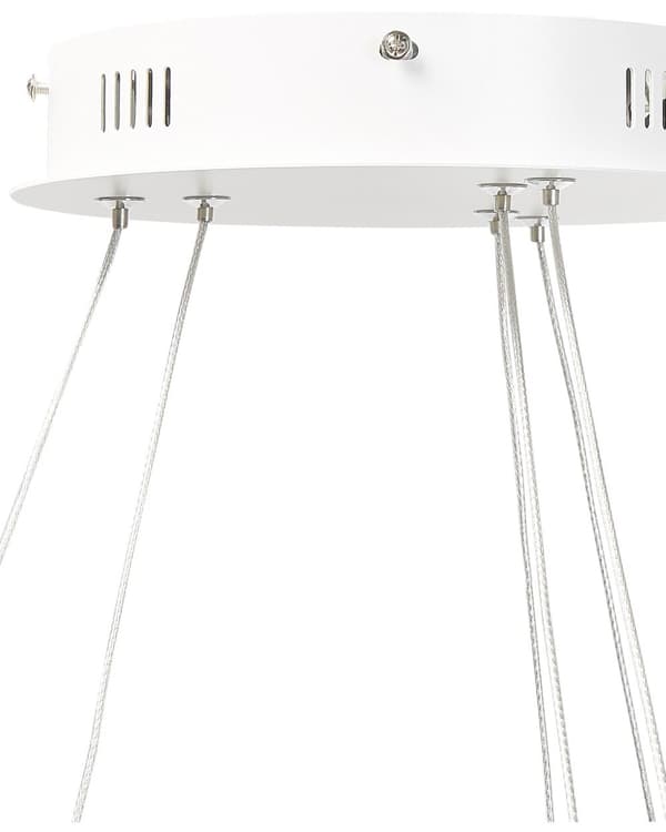 Pendel Lampe Hvid Aluminium Silikone Akryl ø 60 x 112 cm Hængelampe Moderne Cirkel Rund LED Belysning til over Spisebord Køkken Tilbehør Stue