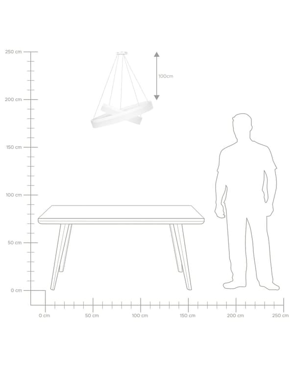 Pendel Lampe Hvid Aluminium Silikone Akryl ø 60 x 112 cm Hængelampe Moderne Cirkel Rund LED Belysning til over Spisebord Køkken Tilbehør Stue