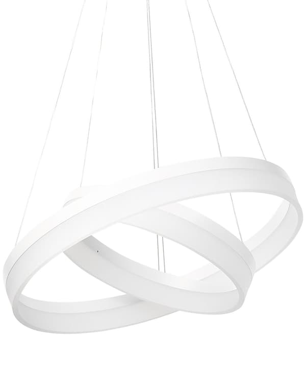 Pendel Lampe Hvid Aluminium Silikone Akryl ø 60 x 112 cm Hængelampe Moderne Cirkel Rund LED Belysning til over Spisebord Køkken Tilbehør Stue
