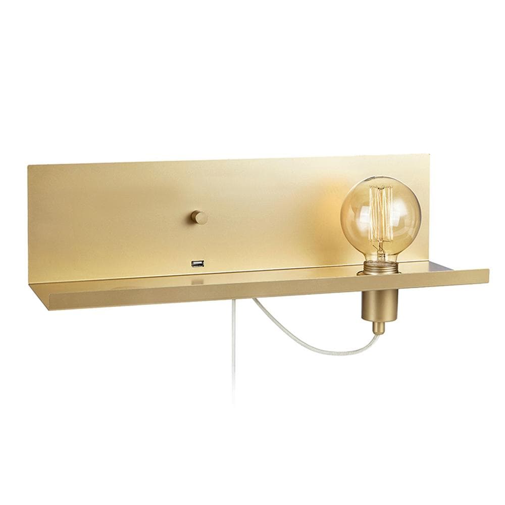 Vägglampa Hylla Multi USB Guld
