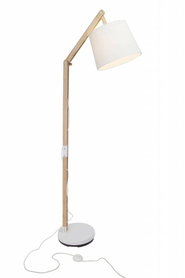 BRILLIANT lampuu Carlyn lattiavalaisin 1-liekki puuvalo / valkoinen | 1x A60, E27, 60W, sopii normaaleille lampuille (ei sisälly) | Asteikko A ++ E |