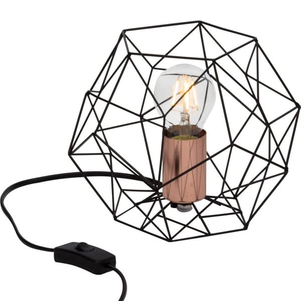 BRILLIANT lampe Synergy bordlampe sort / kobber | 1x A60, E27, 60W, egnet til normale lamper (medfølger ikke) | Skala A ++ til E | Med ledningskontakt