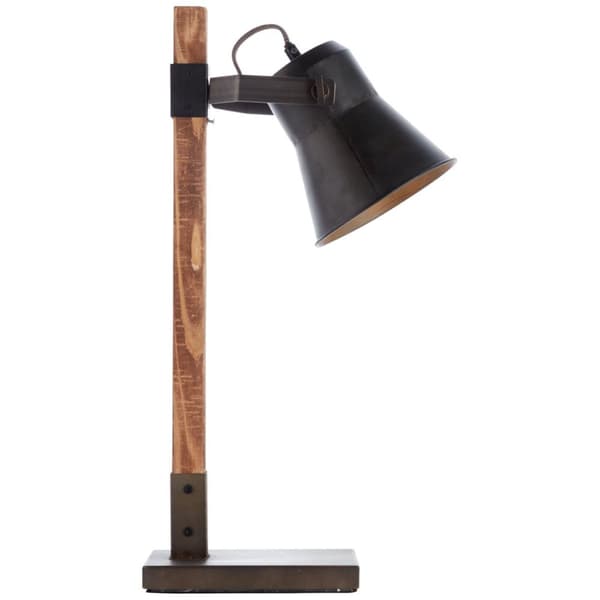 BRILLIANT lampa Plow bordslampa svart stål / trä | 1x A60, E27, 10W, lämplig för normala lampor (ingår ej) | Skala A ++ till E | Med sladdbrytare