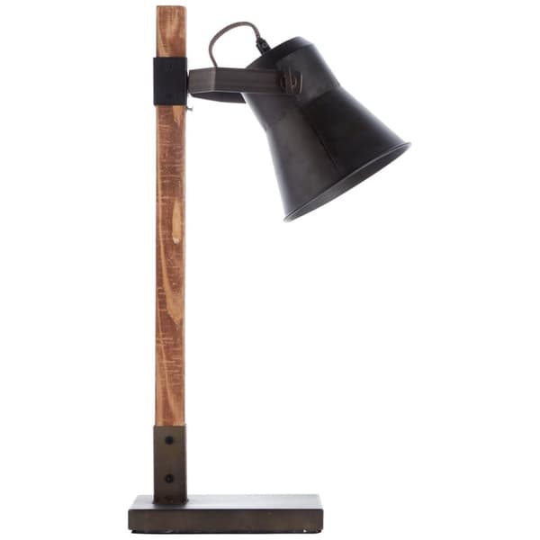 BRILLIANT lampa Plow bordslampa svart stål / trä | 1x A60, E27, 10W, lämplig för normala lampor (ingår ej) | Skala A ++ till E | Med sladdbrytare