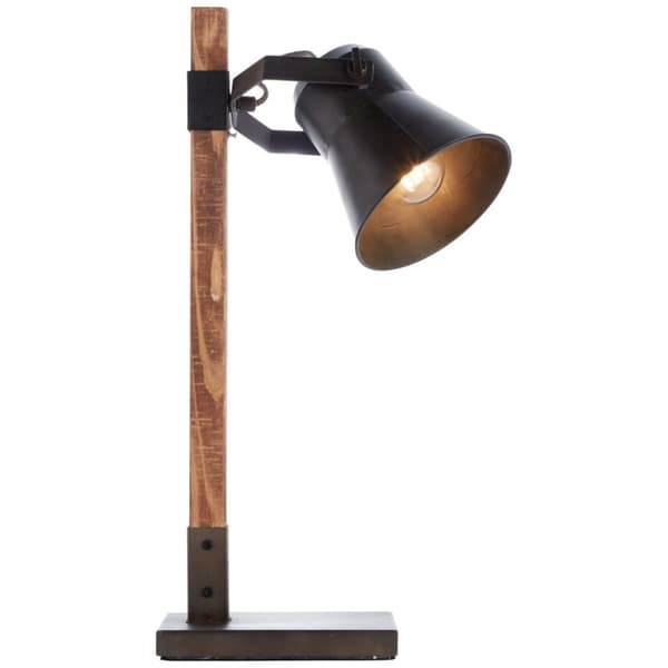 BRILLIANT lampa Plow bordslampa svart stål / trä | 1x A60, E27, 10W, lämplig för normala lampor (ingår ej) | Skala A ++ till E | Med sladdbrytare