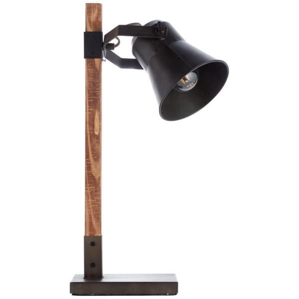 BRILLIANT lampa Plow bordslampa svart stål / trä | 1x A60, E27, 10W, lämplig för normala lampor (ingår ej) | Skala A ++ till E | Med sladdbrytare
