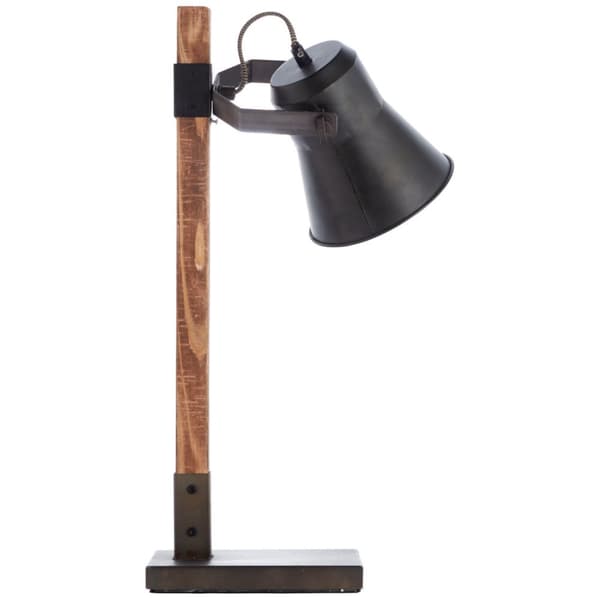BRILLIANT lampa Plow bordslampa svart stål / trä | 1x A60, E27, 10W, lämplig för normala lampor (ingår ej) | Skala A ++ till E | Med sladdbrytare