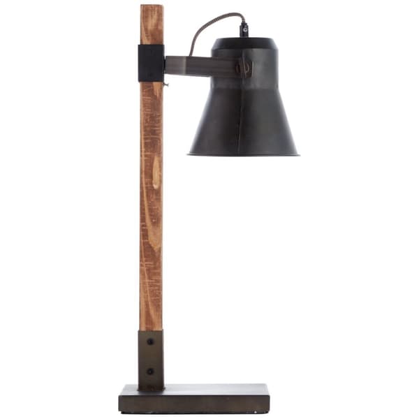 BRILLIANT lampa Plow bordslampa svart stål / trä | 1x A60, E27, 10W, lämplig för normala lampor (ingår ej) | Skala A ++ till E | Med sladdbrytare
