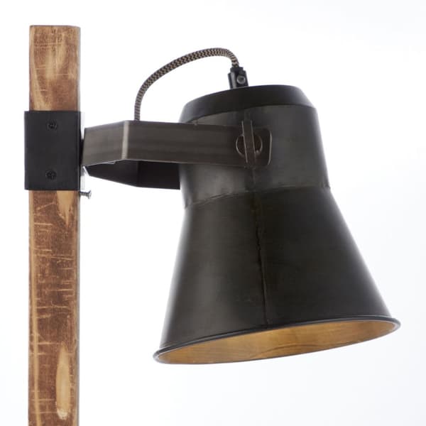 BRILLIANT lampa Plow bordslampa svart stål / trä | 1x A60, E27, 10W, lämplig för normala lampor (ingår ej) | Skala A ++ till E | Med sladdbrytare