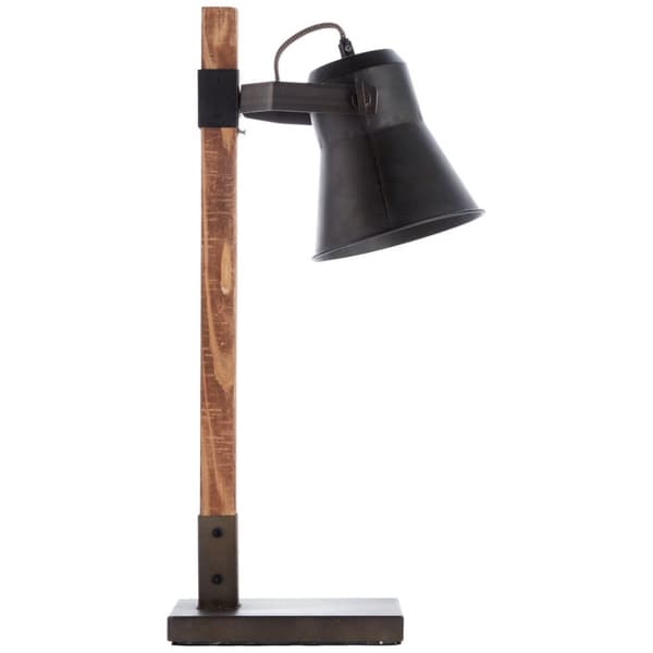 BRILLIANT lampa Plow bordslampa svart stål / trä | 1x A60, E27, 10W, lämplig för normala lampor (ingår ej) | Skala A ++ till E | Med sladdbrytare