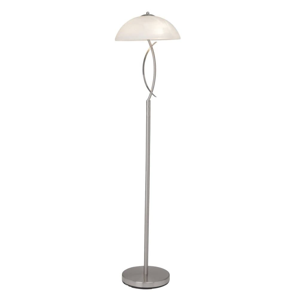 BRILLIANT lampa Boston golvlampa järn / vit-alabaster | 2x D45, E14, 40W, lämplig för dropplampor (ingår ej) | Skala A ++ till E | Med fotomkopplare