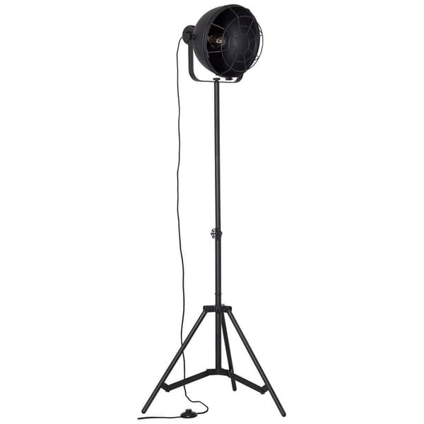BRILLIANT lampa Jesper golvlampa 39 cm rutnät svart | 1x A60, E27, 60W, lämplig för normala lampor (ingår ej) | Skala A ++ till E | Med fotomkopplare