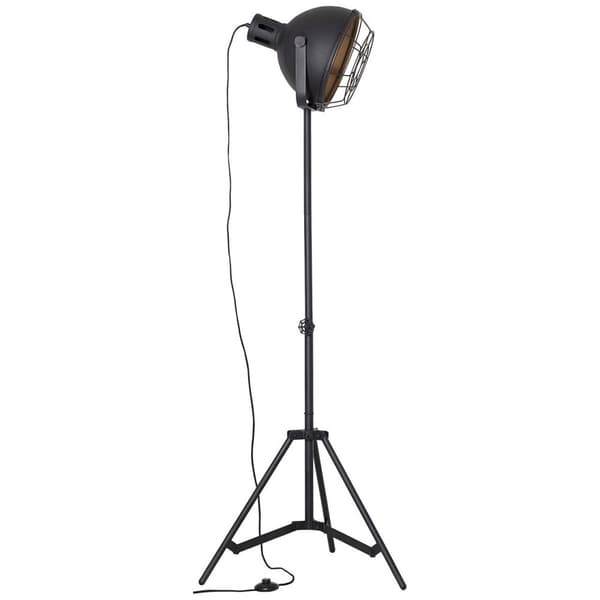 BRILLIANT lampa Jesper golvlampa 39 cm rutnät svart | 1x A60, E27, 60W, lämplig för normala lampor (ingår ej) | Skala A ++ till E | Med fotomkopplare