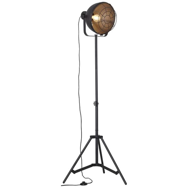 BRILLIANT lampa Jesper golvlampa 39 cm rutnät svart | 1x A60, E27, 60W, lämplig för normala lampor (ingår ej) | Skala A ++ till E | Med fotomkopplare