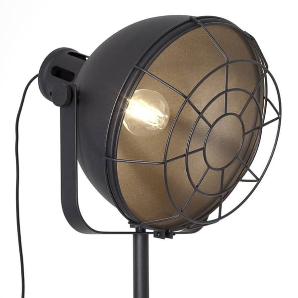 BRILLIANT lampa Jesper golvlampa 39 cm rutnät svart | 1x A60, E27, 60W, lämplig för normala lampor (ingår ej) | Skala A ++ till E | Med fotomkopplare