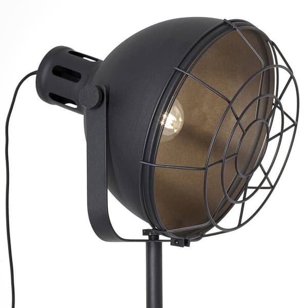 BRILLIANT lampa Jesper golvlampa 39 cm rutnät svart | 1x A60, E27, 60W, lämplig för normala lampor (ingår ej) | Skala A ++ till E | Med fotomkopplare
