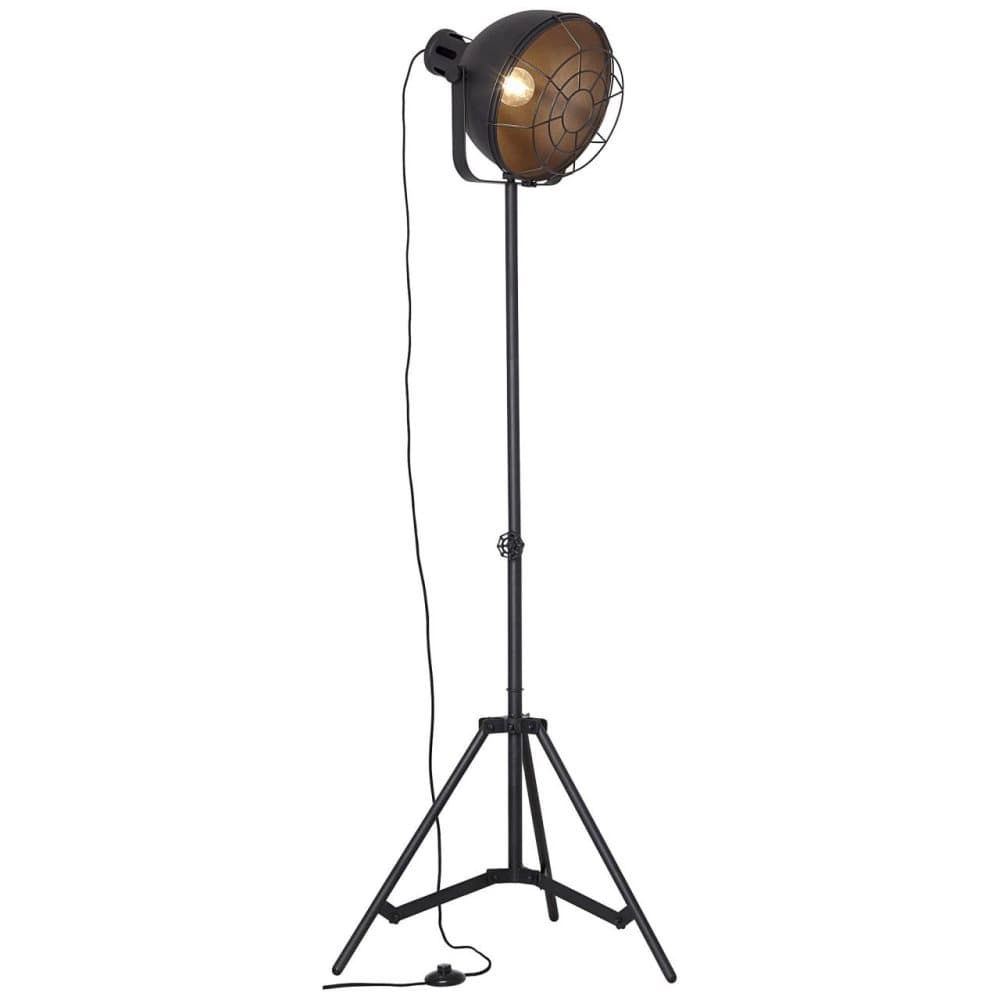 BRILLIANT lampa Jesper golvlampa 39 cm rutnät svart | 1x A60, E27, 60W, lämplig för normala lampor (ingår ej) | Skala A ++ till E | Med fotomkopplare