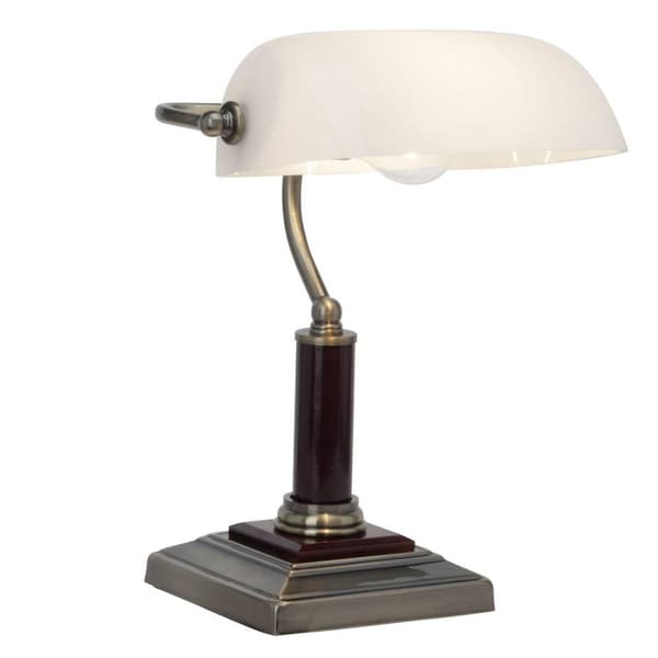 BRILLIANT lampa Bankir bordslampa mässing antik | 1x A60, E27, 60W, lämplig för normala lampor (ingår ej) | Skala A ++ till E | Med sladdbrytare