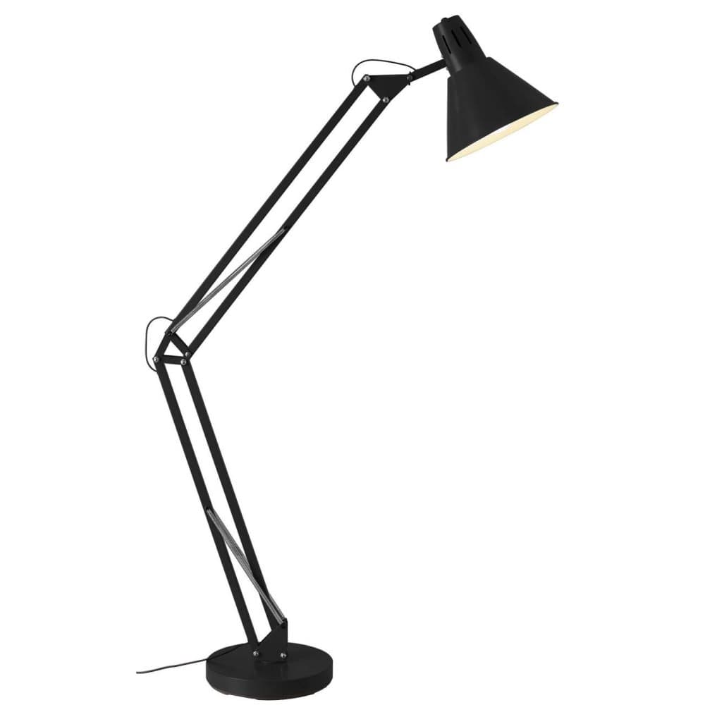BRILLIANT lampa Winston golvlampa 1-flamesvart | 1x A60, E27, 60W, lämplig för normala lampor (ingår ej) | Skala A ++ till E | Svängbar med fotomkoppl