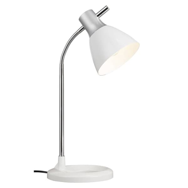 BRILLIANT lampe Jan bordlampe sølv / hvid | 1x A60, E27, 40W, egnet til normale lamper (medfølger ikke) | Skala A ++ til E | Med pressostat på hovedet