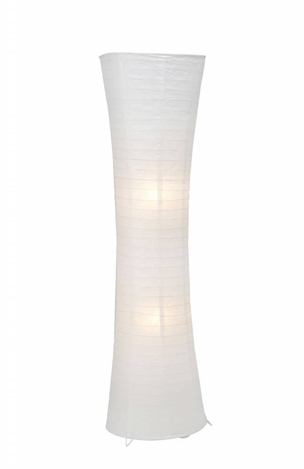 BRILLIANT lampa Becca golvlampa vit | 2x A60, E27, 60W, lämplig för normala lampor (ingår ej) | Skala A ++ till E | Med fotomkopplare