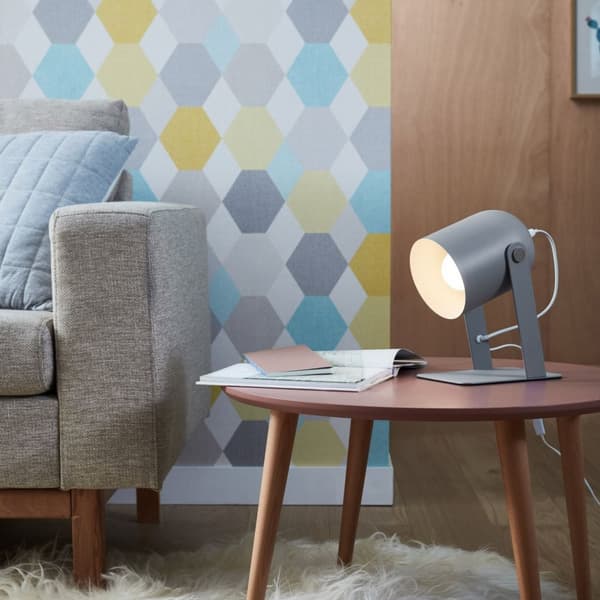 BRILLIANT lampe Yan bordlampe 29cm grå | 1x A60, E27, 30W, egnet til normale lamper (medfølger ikke) | Skala A ++ til E | Med ledningskontakt