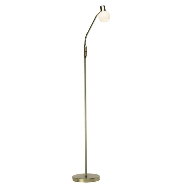 BRILLIANT lampa Philo LED golvlampa 1-flam borstad mässing / vit | 1x LED-D45, E14, 4W LED dropplampa ingår, (450lm, 2700K) | Skala A ++ till E | Med