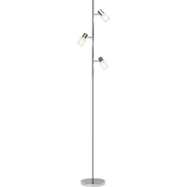 BRILLIANT lampa Lea LED golvlampa 3-lågor järn / krom | 3x LED-D45, E14, 4W LED dropplampa ingår, (450lm, 2700K) | Skala A ++ till E | Med fotomkoppla