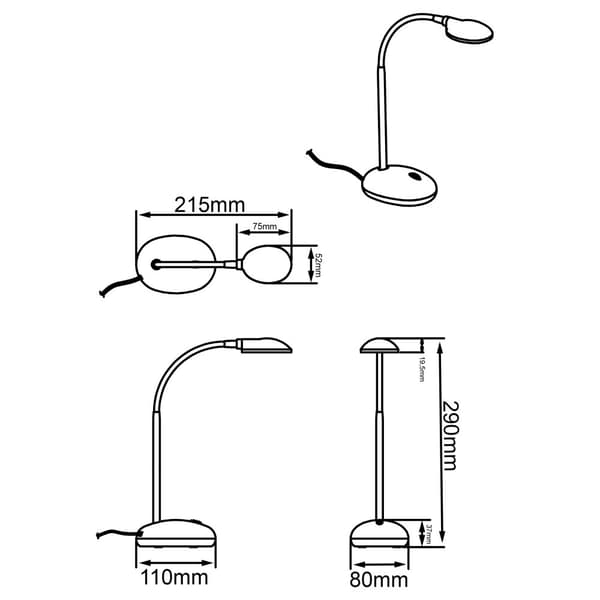 BRILLIANT lampe Timmi LED bordlampe gennemsigtig | 1x 2W LED integreret, (100lm, 6000K) | Skala A ++ til E | Med trykknap på bunden
