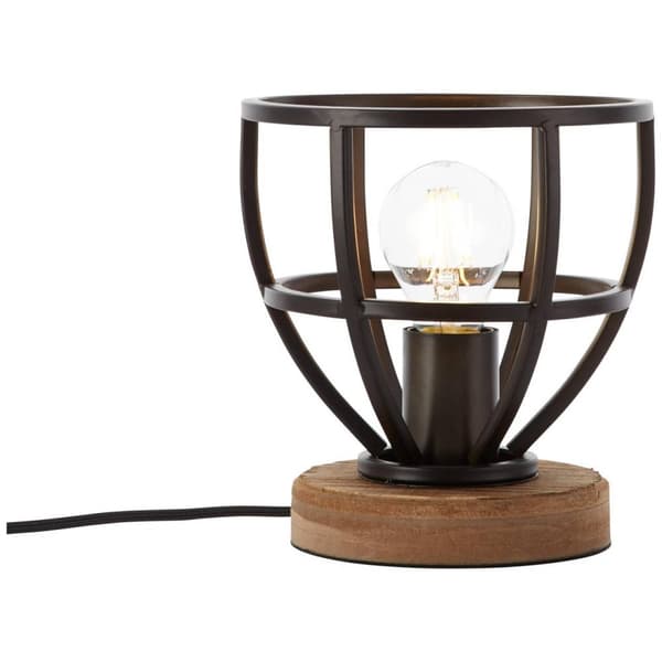 BRILLIANT lampa Matrix Träbordslampa 18cm svart antik | 1x A60, E27, 40W, lämplig för normala lampor (ingår ej) | Skala A ++ till E | Med sladdbrytare
