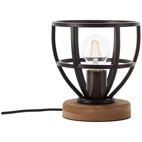 BRILLIANT lampa Matrix Träbordslampa 18cm svart antik | 1x A60, E27, 40W, lämplig för normala lampor (ingår ej) | Skala A ++ till E | Med sladdbrytare
