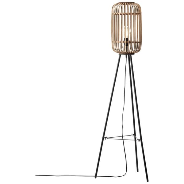 BRILLIANT lampa Woodrow golvlampa trebens ljusbrun | 1x A60, E27, 60W, lämplig för normala lampor (ingår ej) | Skala A ++ till E | Med fotomkopplare