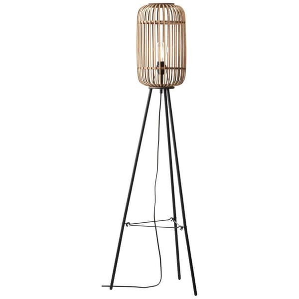 BRILLIANT lampa Woodrow golvlampa trebens ljusbrun | 1x A60, E27, 60W, lämplig för normala lampor (ingår ej) | Skala A ++ till E | Med fotomkopplare