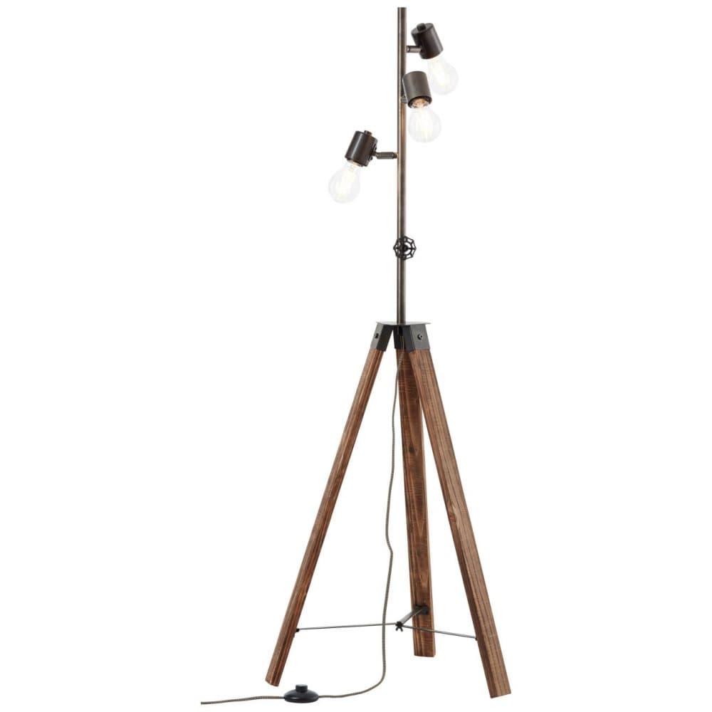 BRILLIANT lampa Woodhill golvlampa 1-flamma antik / svart | 4x A60, E27, 30W, lämplig för normala lampor (ingår inte) | Skala A ++ till E | Med fotomk