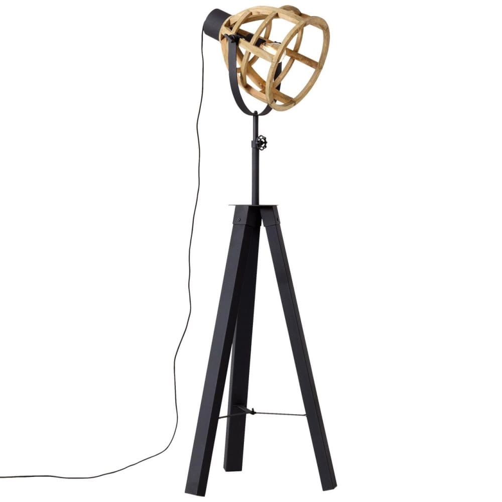 BRILLIANT lampa Matrix Nature golvlampa trebent antik trä / svart korund | 1x G95, E27, 60W, lämplig för normala lampor (ingår ej) | Skala A ++ till E