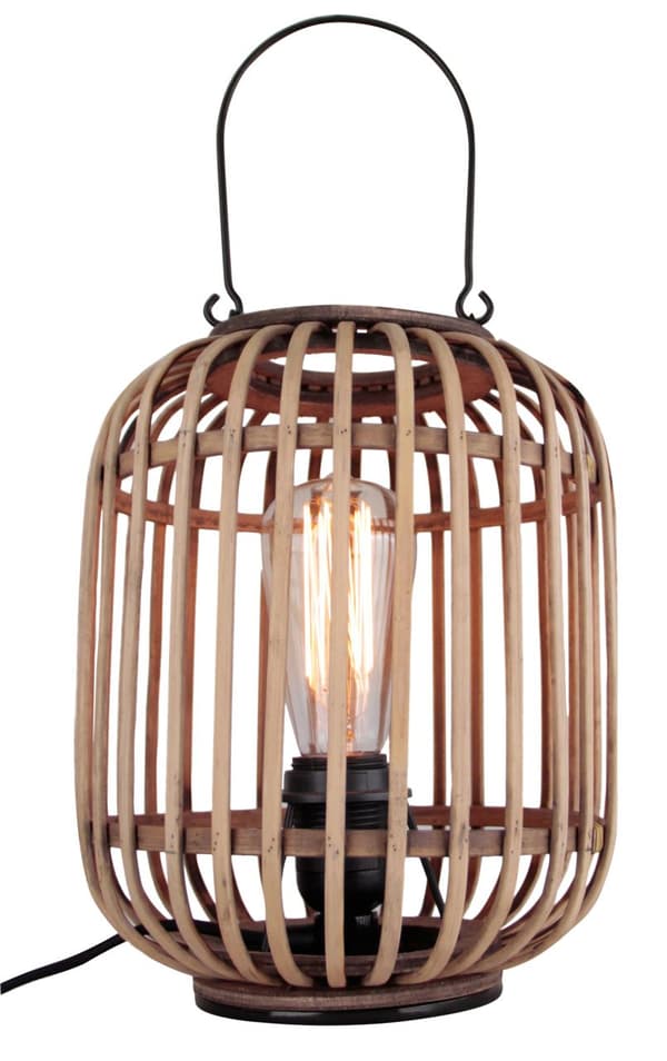 BRILLIANT lampuu Woodrow-pöytävalaisin kahvalla vaaleanruskea | 1x A60, E27, 60W, sopii normaaleille lampuille (ei sisälly) | Asteikko A ++ E | Johtok