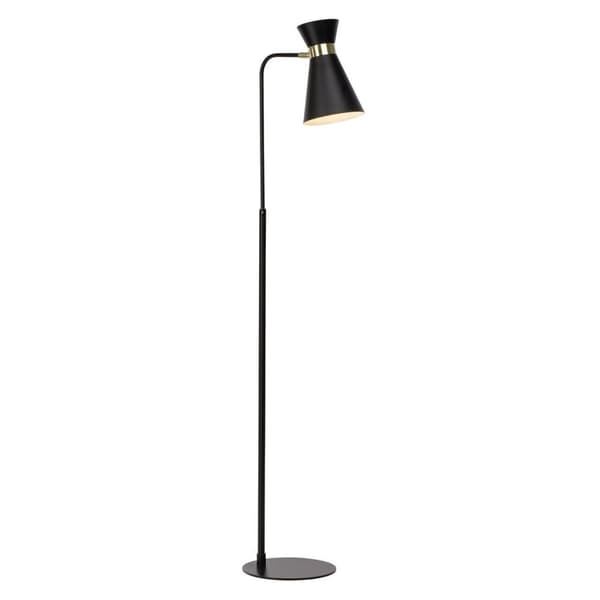 BRILLIANT lamppu Kultamainen lattiavalaisin 1-liekki musta matta / kulta | 1x A60, E27, 28W, gf normaalit lamput n, Ent, | Sopii LED-lampuille | Valok