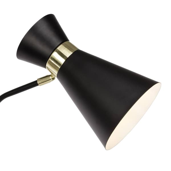 BRILLIANT lamppu Kultamainen lattiavalaisin 1-liekki musta matta / kulta | 1x A60, E27, 28W, gf normaalit lamput n, Ent, | Sopii LED-lampuille | Valok