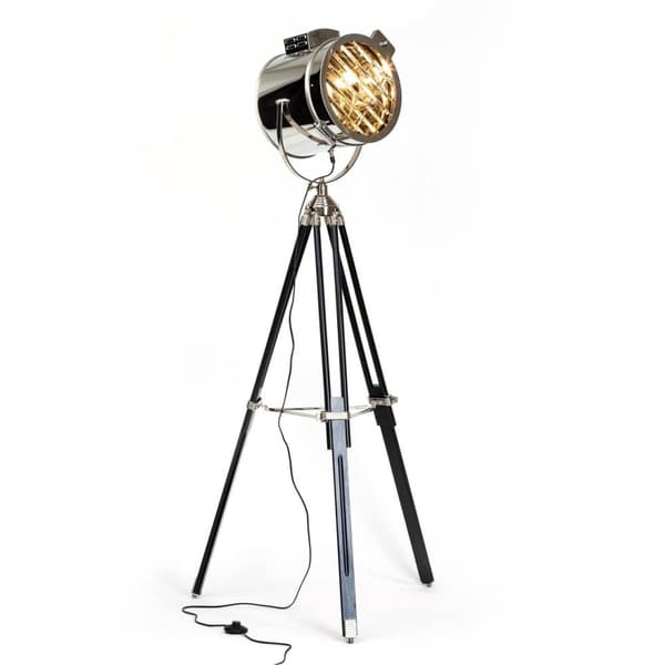 BRILLIANT lampe Cine standerlampe sort / krom | 1x A60, E27, 60W, gf normale lamper n, Ent, | Med fodkontakt | Drejeligt hoved