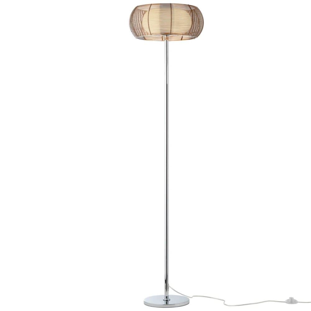 BRILLIANT lampa Relax golvlampa 2-flammar brons / krom | 2x A60, E27, 30W, gf normala lampor n, Ent, | Med fotomkopplare | Lämplig för LED-lampor