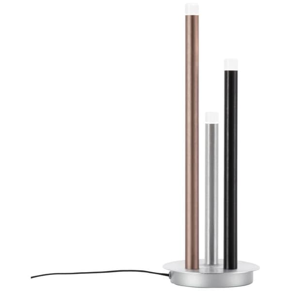 BRILLIANT lampa cembalo LED-bordslampa 3-flammar alu / svart / brun | 3x 4W LED integrerad, 385lm, 3000K | Kan dimmas i tre steg med en sladdbrytare |