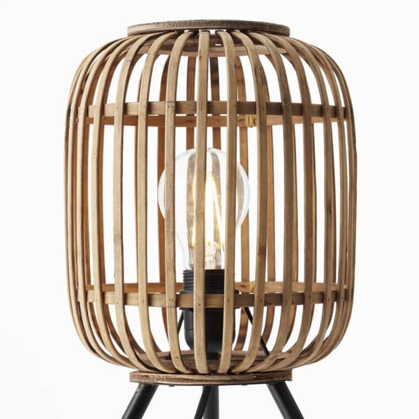 BRILLIANT lampuu Woodrow pöytävalaisin vaaleanruskea | 1x A60, E27, 60W, gf normaalit lamput n, Ent, | Johtokytkimellä | Sopii LED-lamppuihin