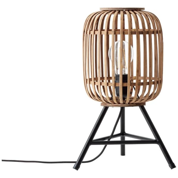 BRILLIANT lampuu Woodrow pöytävalaisin vaaleanruskea | 1x A60, E27, 60W, gf normaalit lamput n, Ent, | Johtokytkimellä | Sopii LED-lamppuihin