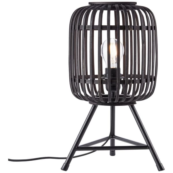 BRILLIANT lampa, Woodrow bordslampa trä mörk / svart, metall / bambu, 1x A60, E27, 60W, vanliga lampor (ingår ej), A ++