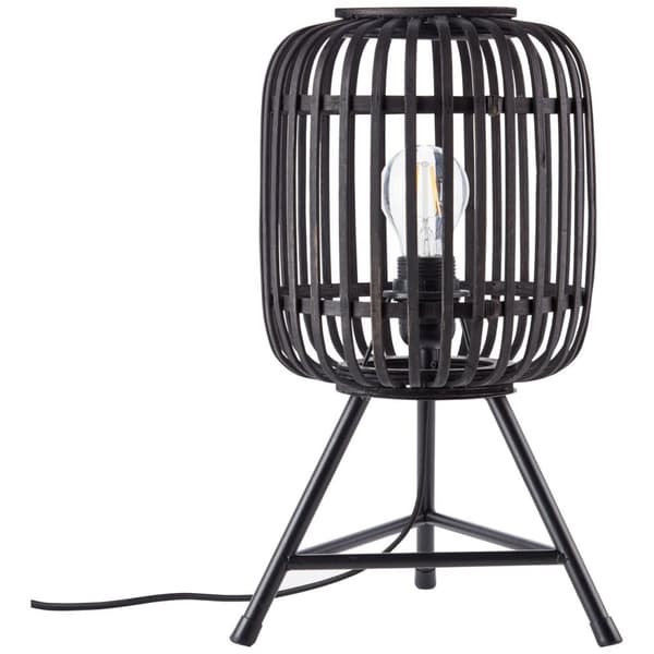 BRILLIANT lampa, Woodrow bordslampa trä mörk / svart, metall / bambu, 1x A60, E27, 60W, vanliga lampor (ingår ej), A ++