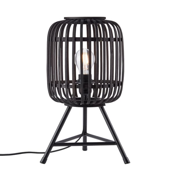 BRILLIANT lampa, Woodrow bordslampa trä mörk / svart, metall / bambu, 1x A60, E27, 60W, vanliga lampor (ingår ej), A ++